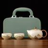 Chinese Style Portable Travel Ceramic Tea Set Outdoor Camping Ru Kiln Kung Fu Tea Pot and Teacup Holiday Gift Box Set New