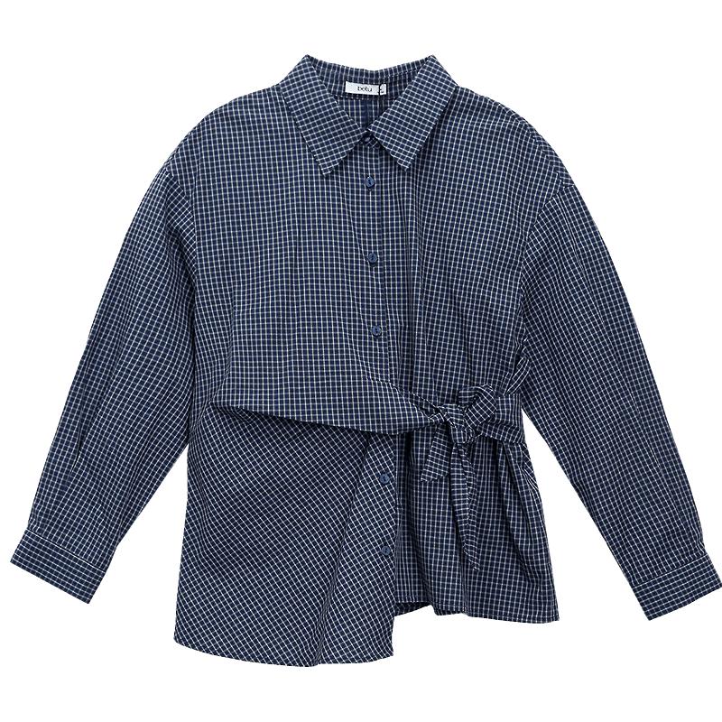 Betu Women s Royal Blue Plaid Tie-Waist Blouse M