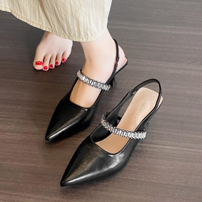 Shallow Mouth Pointed Fashion Single Shoes Female Sexy Word with Stiletto High Heels Women Pedal Bag Head Sandals