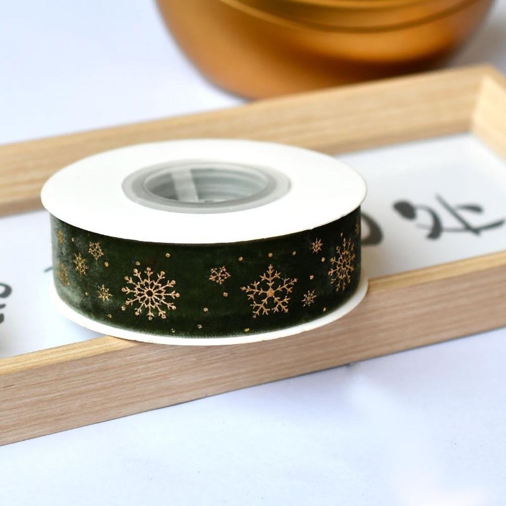 Flocked Velvet Ribbon Festive Gold Foil Printed Ribbon Christmas Velvet Ribbon Classic For Cake Packaging Wedding Event Bow