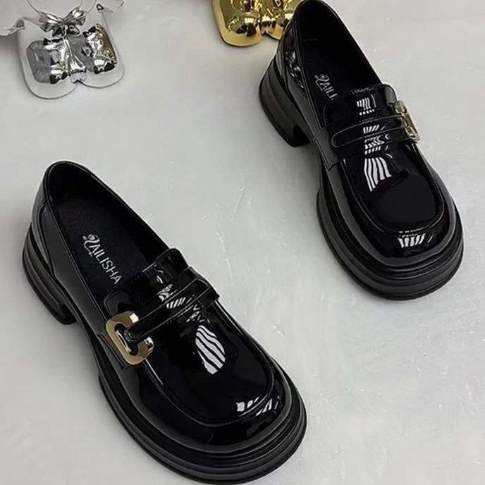 

British style small leather shoes French retro platform shoes low heel black loafers 2025 spring and autumn single shoes uniform shoes women 40