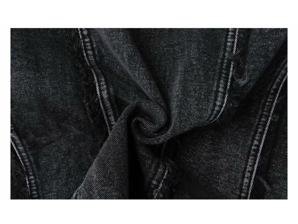 Herren High-End Distressed Denimjacke - Frühling & Herbst Schulterpolster Motorradstil