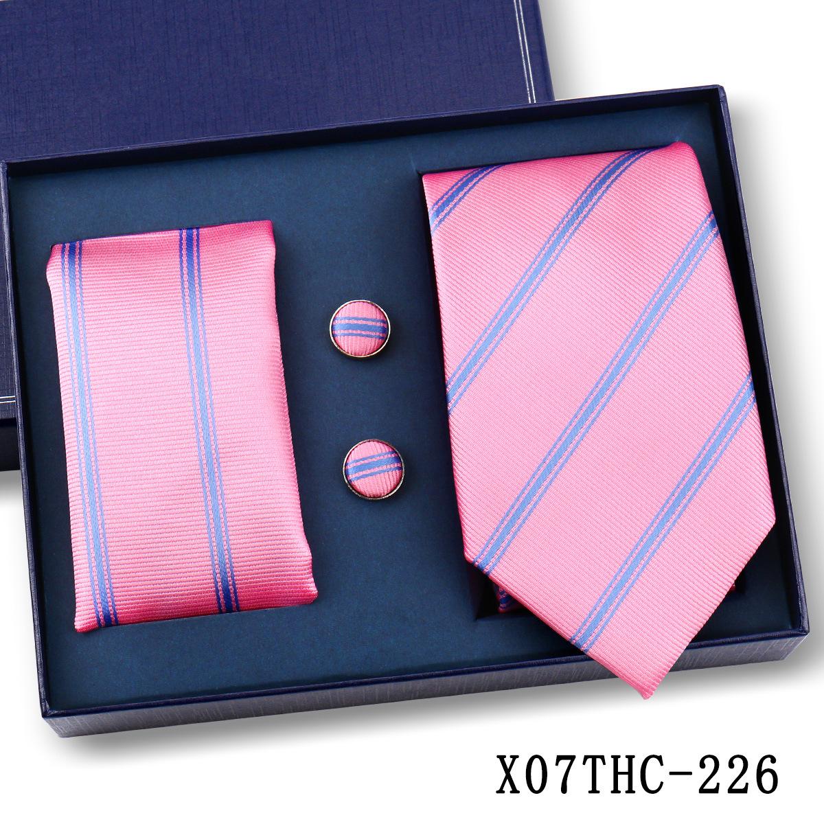 Men s Black Striped 3-Piece Gift Set: Hand-Tied 8cm Tie with Pocket Square & Cufflinks
