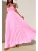 Women's Solid Color Pleated Bandeau Dress - Sleeveless, European & American Style, New Arrival