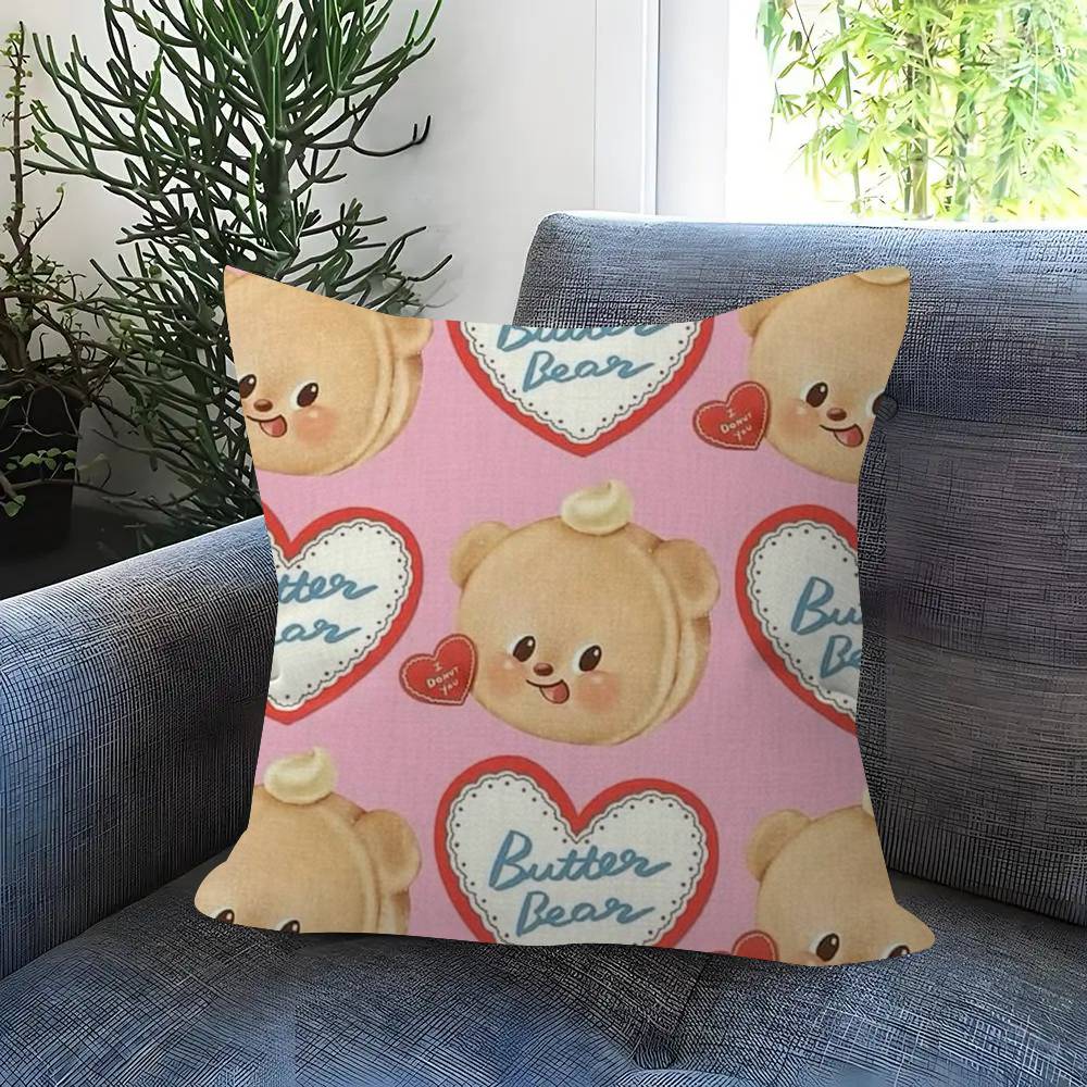 Cute Cartoon B-Butterbear Pillowcase Toon Gift Cushion Cover Bedroom Home Sofa Chair Seat Decor Pillow Case