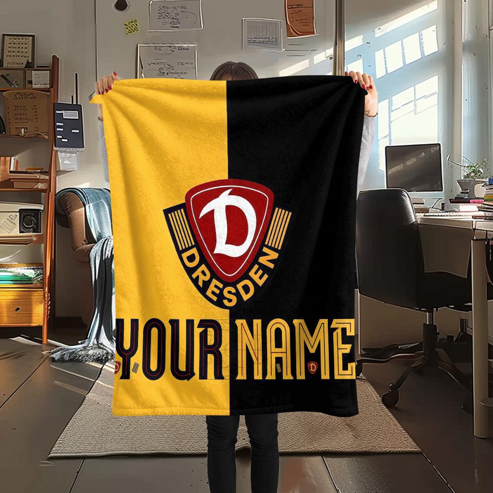 1 Stück Dynamo Dresden Benutzerdefinierter Name Gemustert Flanell Decke Geeignet Für Alle Jahreszeiten Für Heimdekoration Wärme Und Komfort Geschenke Feiertagsgeschenk