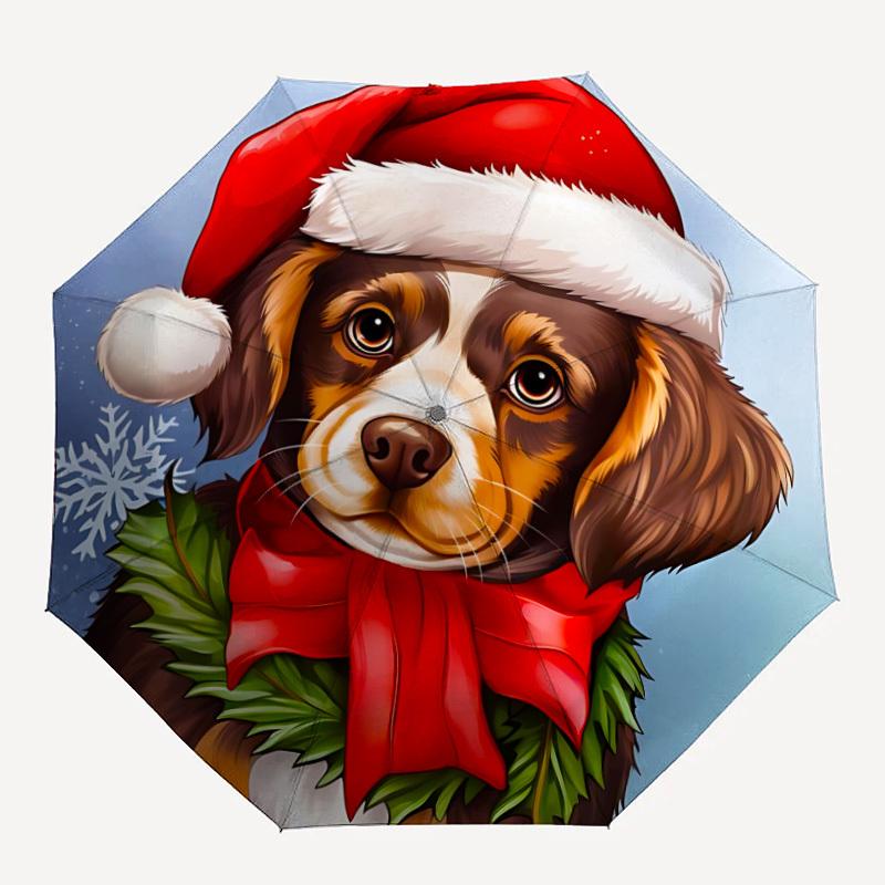 

1pc Christmas Dog Automatic Folding Umbrella - Portable Collapsible 8-Rib Umbrella for All Seasons yy251119161