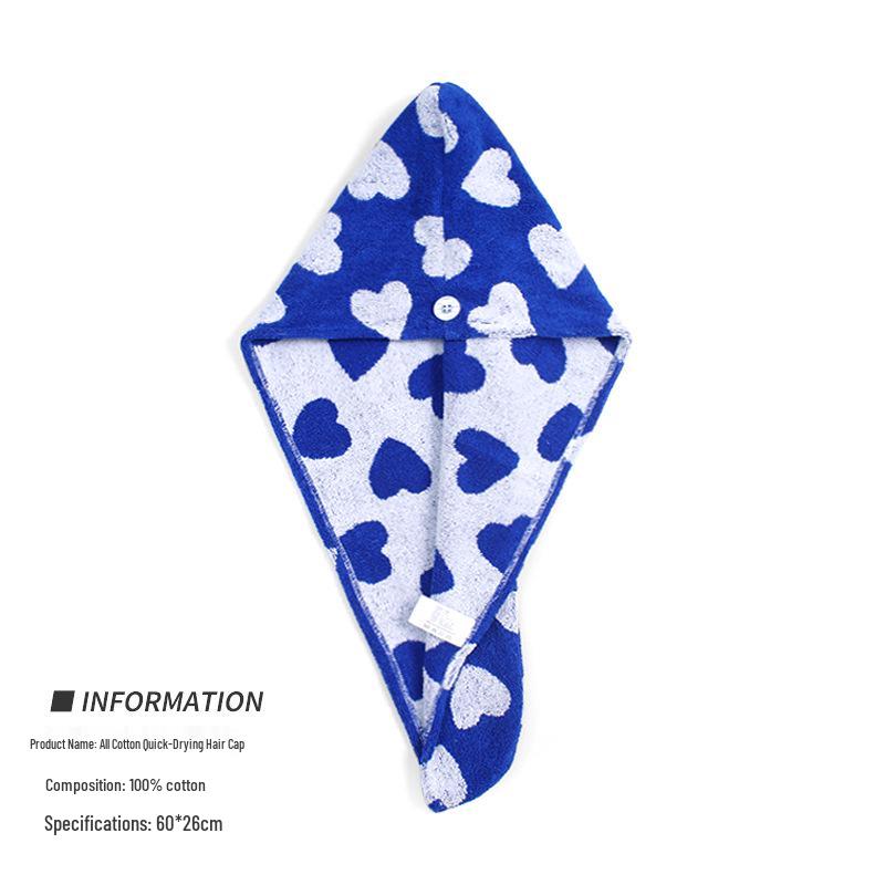 Quick-Drying Cotton Hair Cap for Women & Kids - Super Absorbent, Thick Shower Cap/Towel