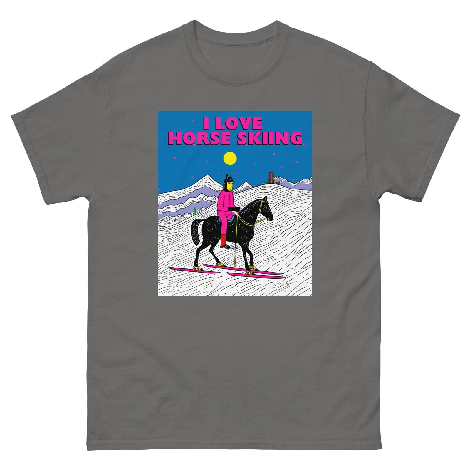 I Love Horse Skiing T-shirt, Funny Horse T-shirt, Skiing, Snowboarding, Snow S