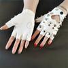 Punk Spiked Fingerless Gloves, Gothic Leather Gloves with Studs for Halloween & Cosplay