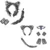 Versatile Gray Wolf Costume Accessories Portable for Children Soft and Sturdy Headbands and Tail for Party Dresses Up