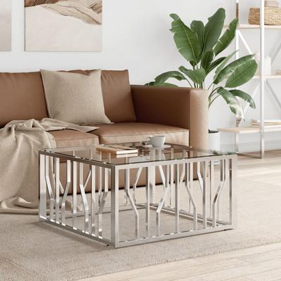 Vidaxl Coffee Table, 80X80X40 Cm, Stainless Steel And Glass