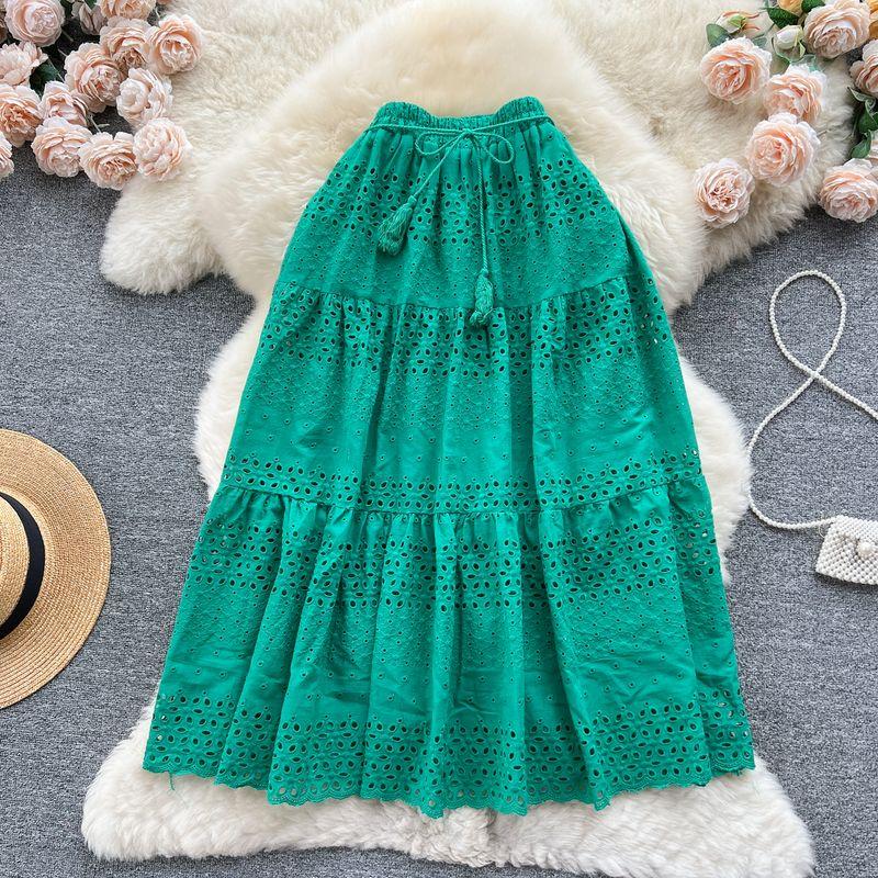 

Вязаное крючком платье феи в отпускном стиле с завышенной талией и кружевом Green All yards