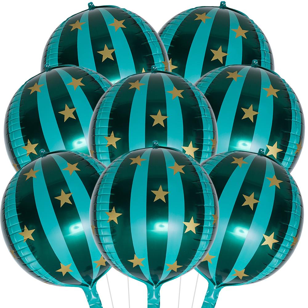 22-Inch 4D Round Striped Aluminum Foil Balloons, Suitable for Birthday Parties, Carnivals, Circus Performances, Various Parties, and Party Decorations Other