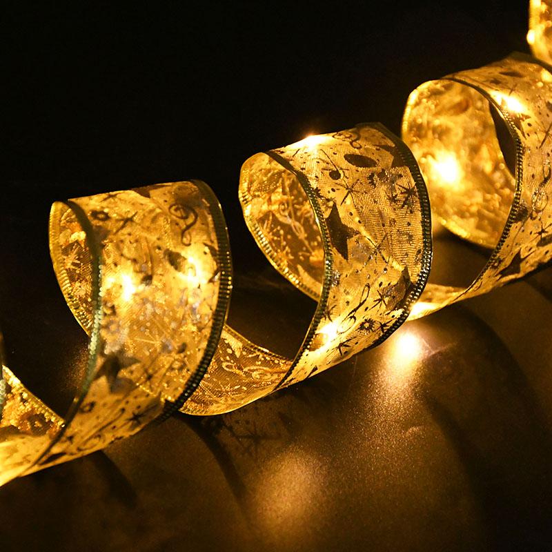 Christmas Decoration LED Ribbon Lights Christmas Tree Ornaments DIY Lace Bows String Light Navidad Home Decoration New Year 2025