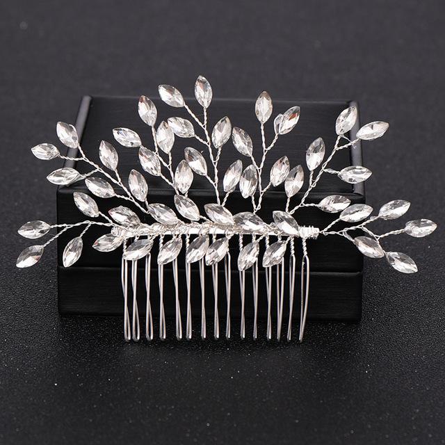 Silberfarbene Perle Kristall Hochzeit Haarkämme Haaraccessoires für Braut Blume Kopfschmuck Frauen Braut Haarschmuck Schmuck