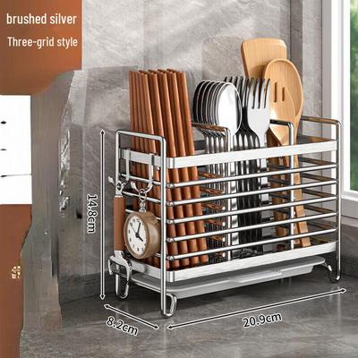Zhì Shì 3-Compartment Chopstick & Utensil Holder with Drip Tray (2-Pack)