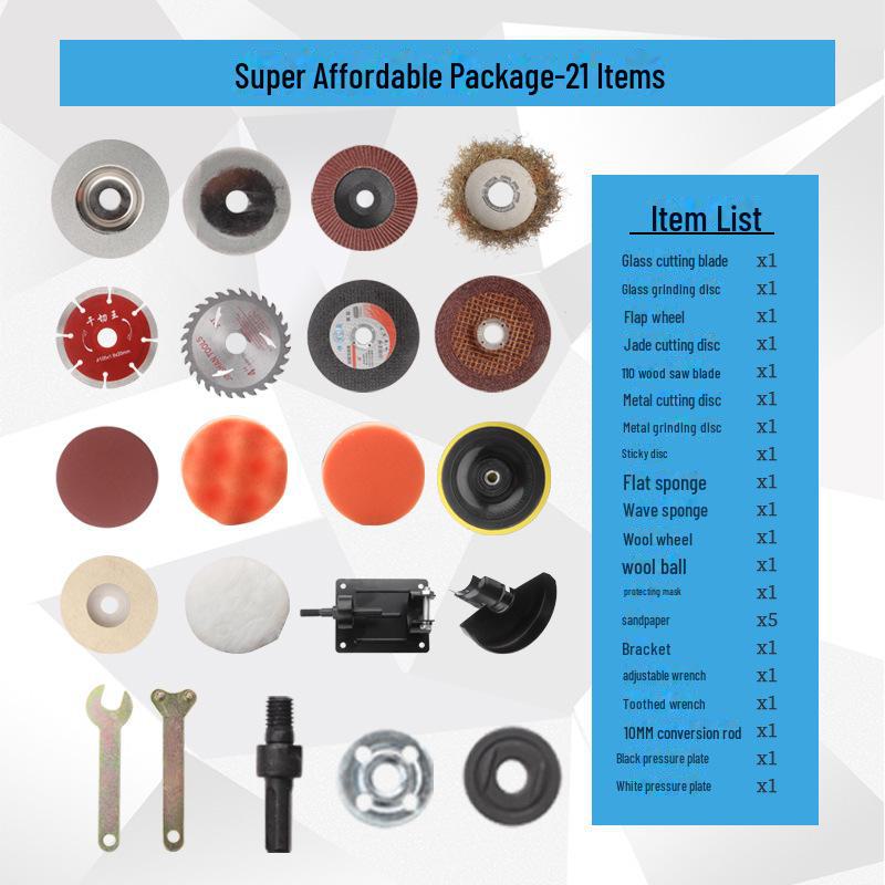 Angle Grinder Conversion Set: Cutting, Polishing, and Grinding Accessories