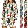Women's Casual Christmas Print Long Sleeve Hooded Sweatshirt Top