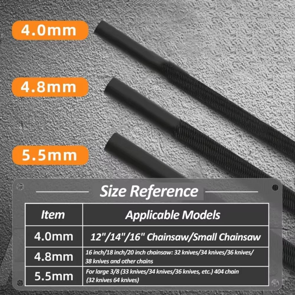 Kettensägen Rundfeilen zum Schärfen der Kette Runde Stahlschärfer Kettensägen Schleifen Schärfen Kettensägenfeilen 1 Stück 4mm/4.8mm/5.5mm