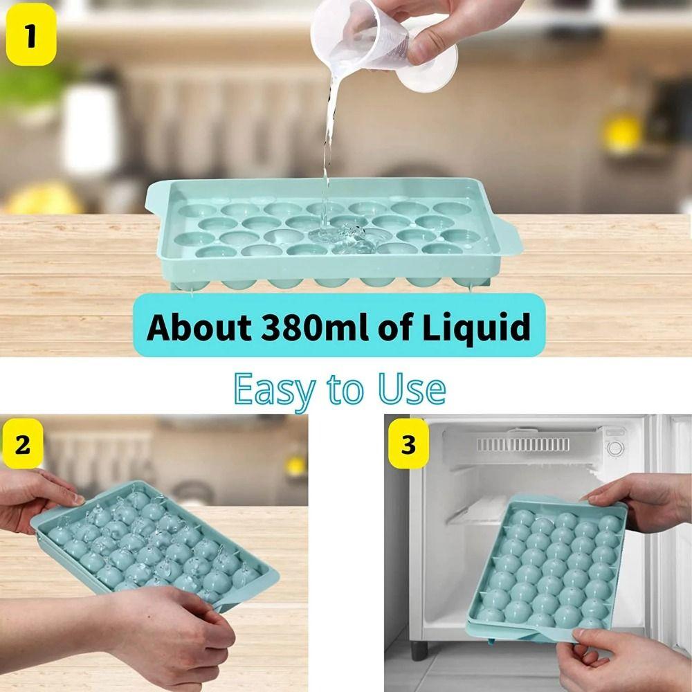 With Ice Shovel Ice Cube Molds 3 Layer Round Ice Cube Trays Ice Cube Maker Box  Household
