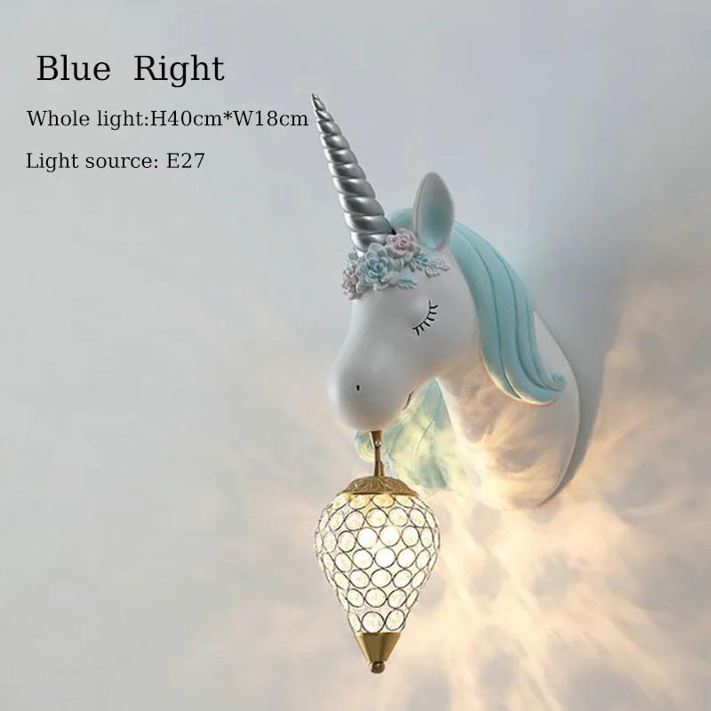 Nordic Personality Unicorn Cute Cartoon Creative Children Room Decor Bedside Lamp Simple Staircase Corridor Study Wall Lamp
