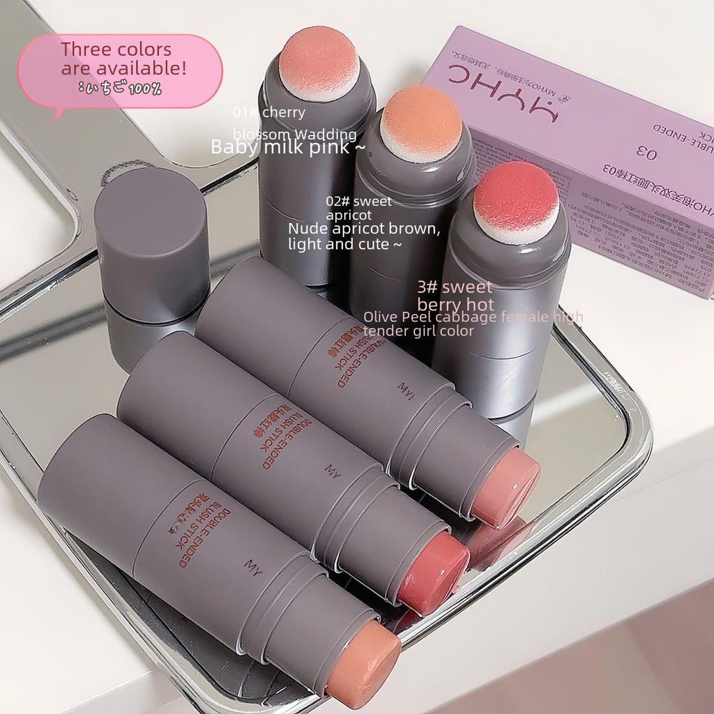 MYHO Dual-Use Matte Blush & Lip Stick - Long-Lasting, Natural Finish with Double-Headed Sponge.