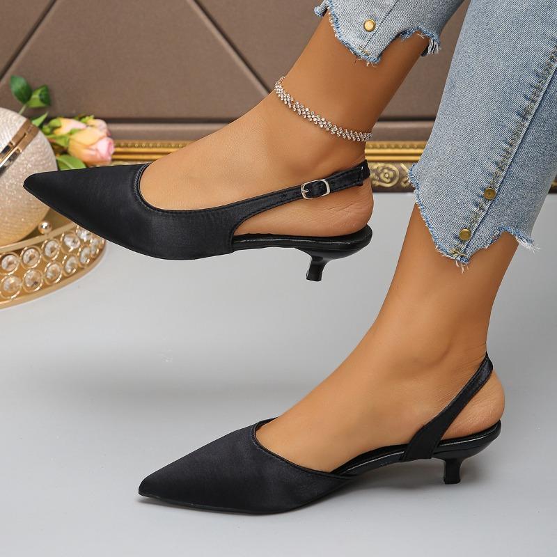 Fashion 2025 Fashion Slingbacks Women's High Heels Pointed Toe Low Thin Heels Buckle Strap Pumps for Plus Size Dress & Career Sandals