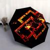 1 Stück Flammenkreuz Rammstein-Thema Hochwertiger Regenschirm, Automatisches Öffnen und Schließen, Multifunktionaler Regenschirm G0811012