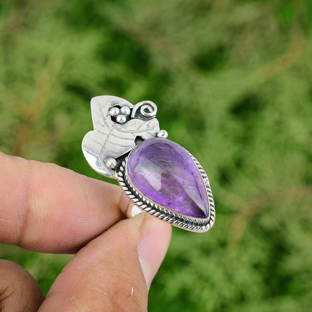 African Amethyst Gemstone Promise New Ring Jewelry Size 7.25 925 Sterling Silver