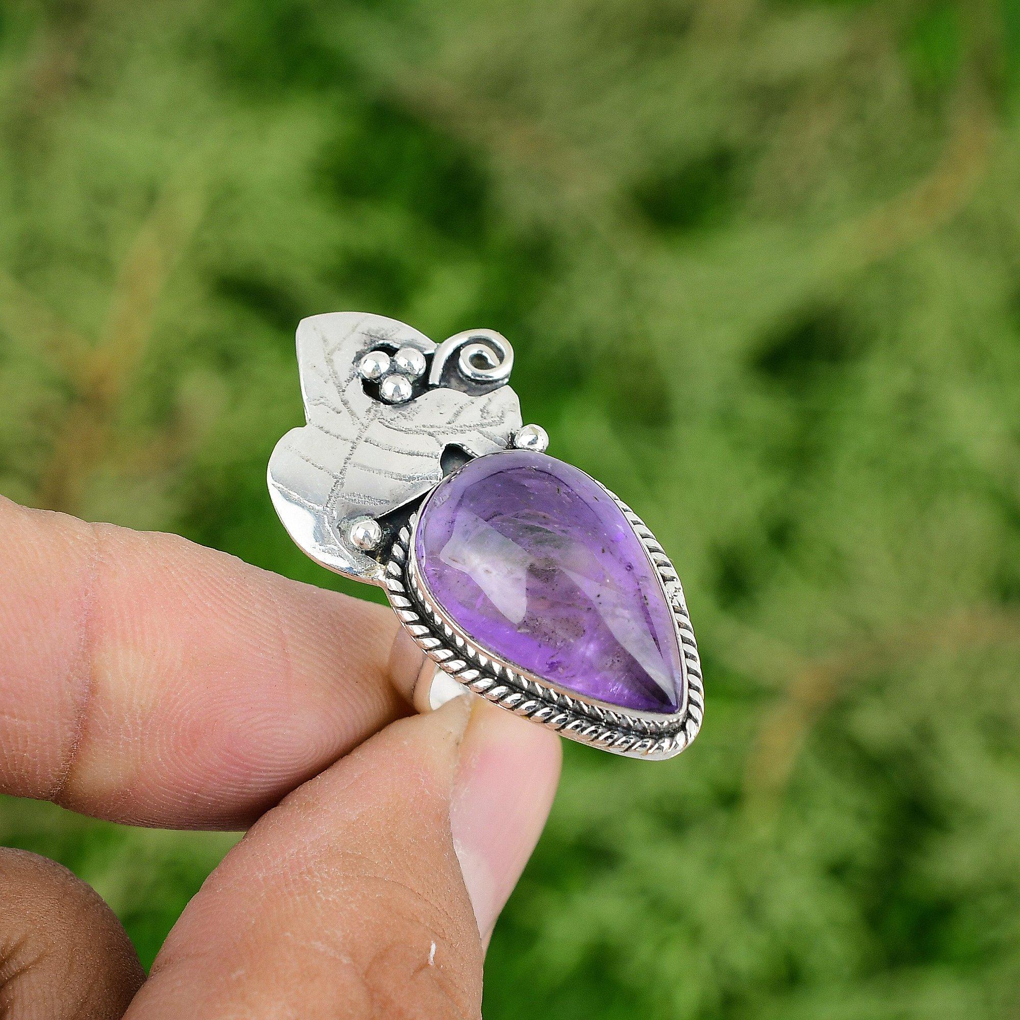 

African Amethyst Gemstone Promise New Ring Jewelry Size 7.25 925 Sterling Silver 7.25