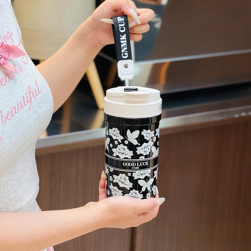 New High Appearance Level Thermos Cup Dieland Large Capacity Straw Cup Girls Office Coffee Cup Double Drinking Cup