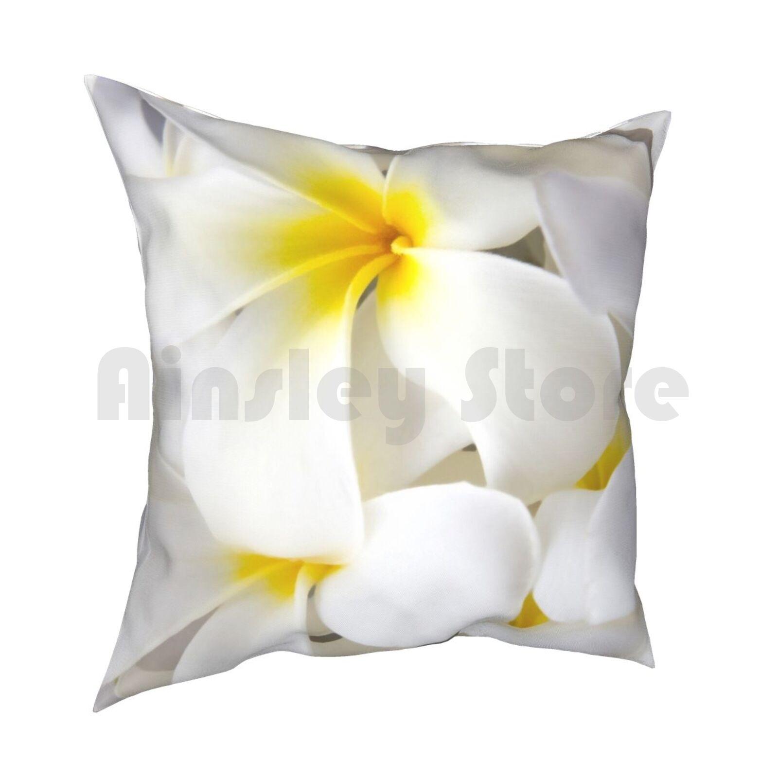 White Plumeria Tropical Frangipani Flowers Pillow Case Printed Home Soft Throw Pillow Plumeria Frangipani Flower Flowers 30x30cm 12x12in