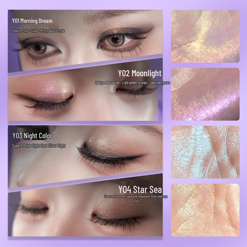 Chameleon Butterfly Gradient Highlighter Purple Glitter Four-Color Eyeshadow Palette Standard Size