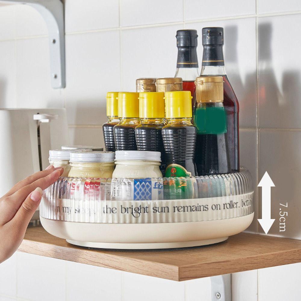 Plastic Spice Storage Tray Large Capacity Turntable Organizer Cosmetic Storage Box  Kitchen