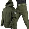 Teplá bunda Shark Skin Pánský podzimní a zimní nepromokavý zesílený softshellový oblek Plus Velvet Cargo Pants 2dílná sada