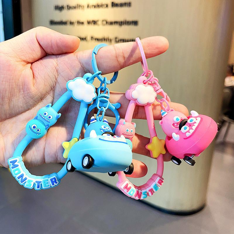 Cute Creative Car Keychain Gift Colorful Monster Keyring For Birthdays And Holidays