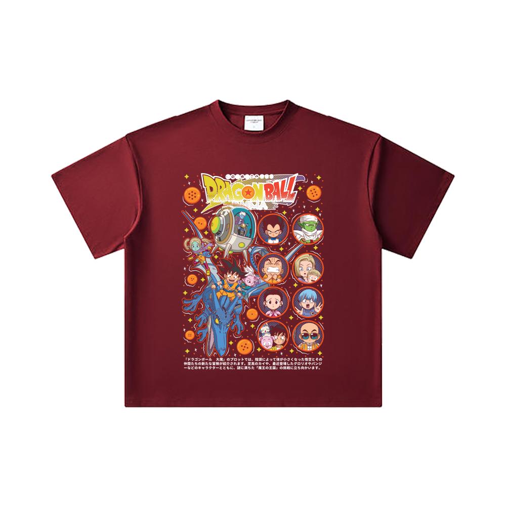 

260 GSM Double Yarn 32 Count 100% Cotton Dragon Ball V31 Daima Print Unisex Heavy Cotton T Shirt 2XL вина червоного кольору