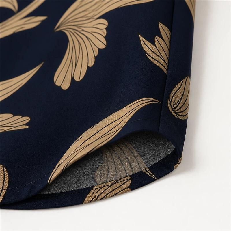 Middle-aged and Elderly Mothers' Loose Plus Size Shirt Collar T-shirt Women's New Summer Printed Slimming Three-quarter Sleeve Top