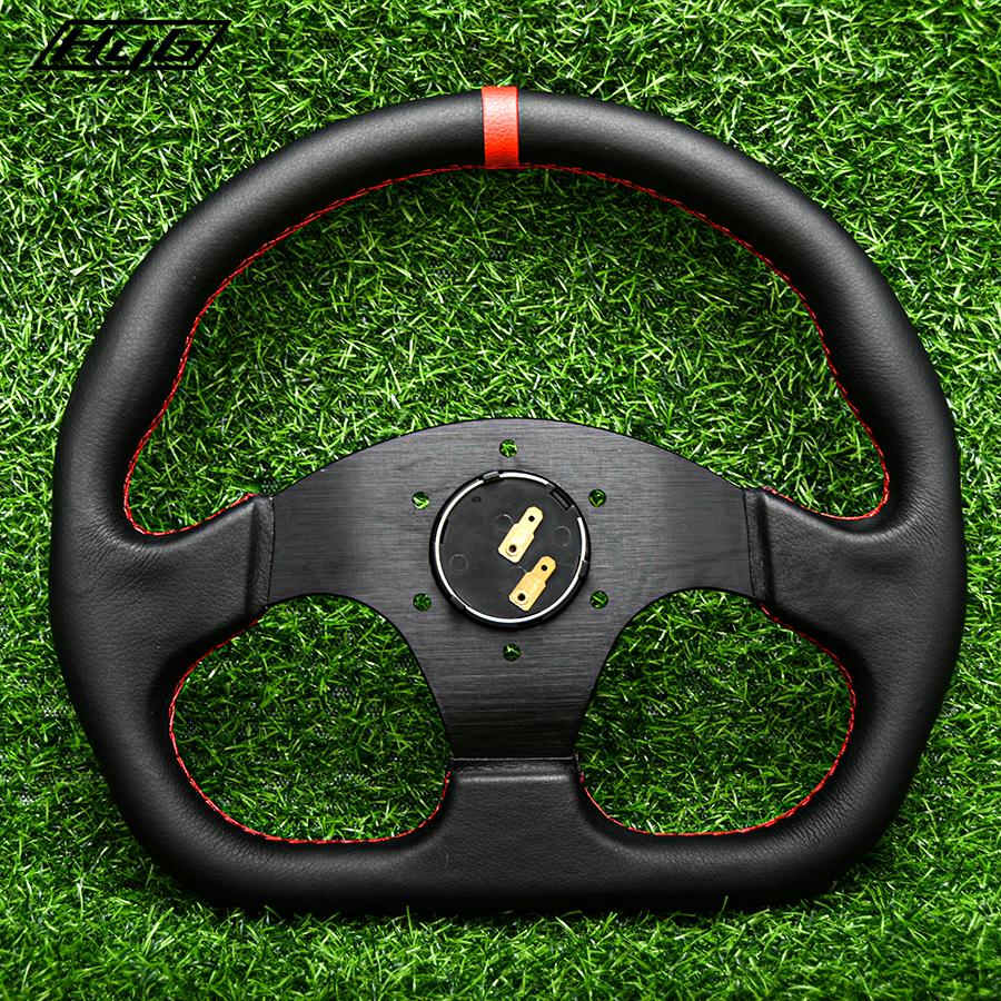 320mm D Shape Sports Steering Wheel Black Leather Universal 13Inch Racing Gaming JDM Steering Wheel