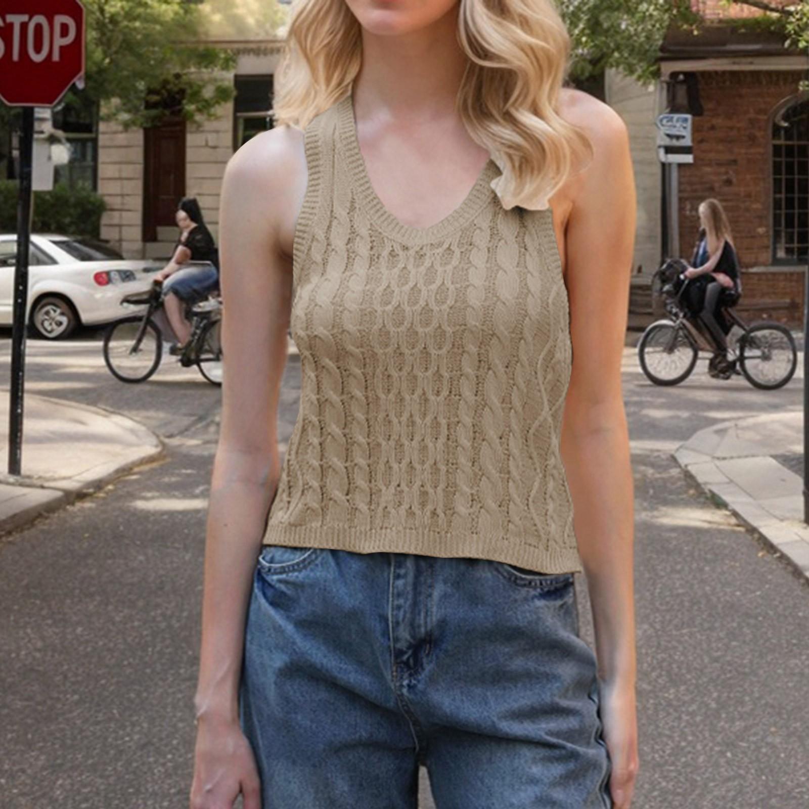 

Women s Fashion Casual Daily Versatile Texture Slim Fit Summer Vest Top XL