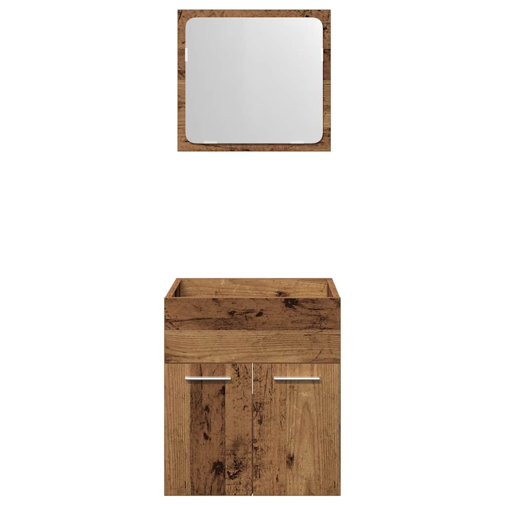 2 Piece Bathroom Furniture Set Rustic Wood Look Engineered Wood