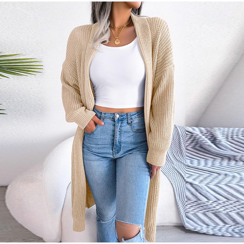 Весна Осень Женский Повседневный Универсальный Длинный Кардиган С Лацканами Женский — фото 10