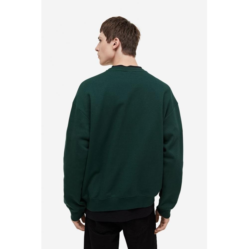 H M Loose Fit sweatsHirt Dark Green