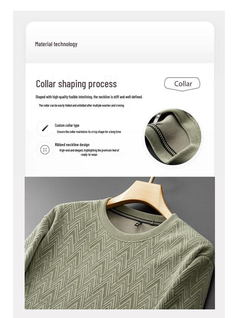 Herr Plus Size Sweatshirt med Fleecefoder och Rund Hals - Höst/Vinter 2025, Tjockt & Varmt, Långärmat.