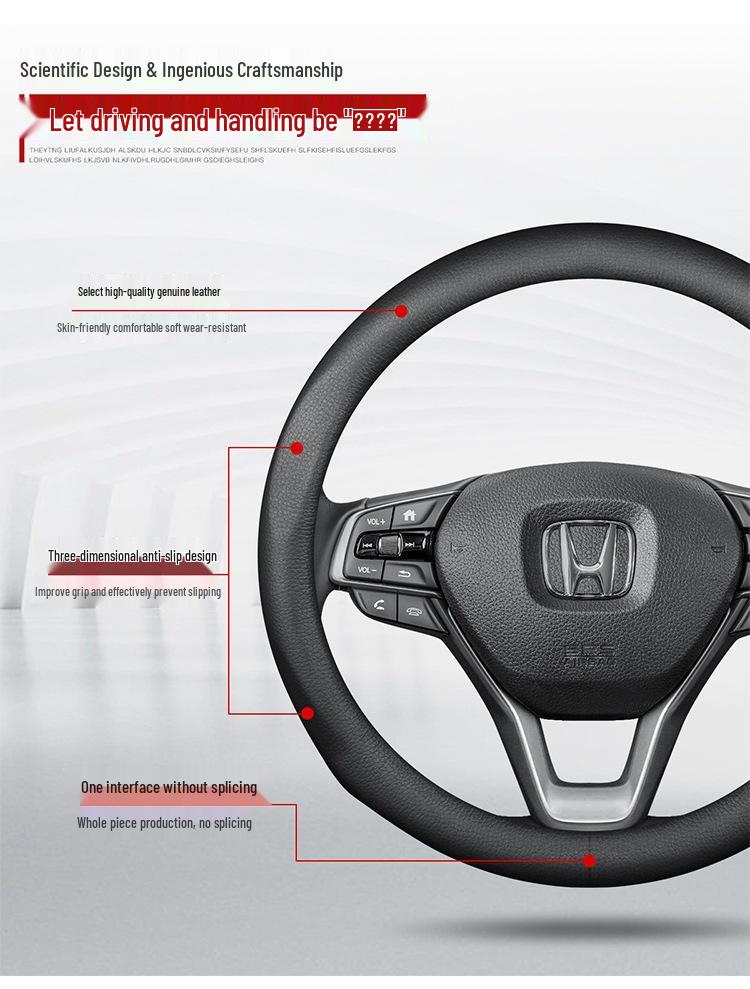 Genuine Leather Steering Wheel Cover for Honda Civic, Accord, XRV, Vezel, Fit, Avancier, CRV, Breeze, Lingpai