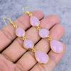 Pink Chalcedony Gemstone Handmade 925 Sterling Silver Jewelry Earring 2.96" M-2657