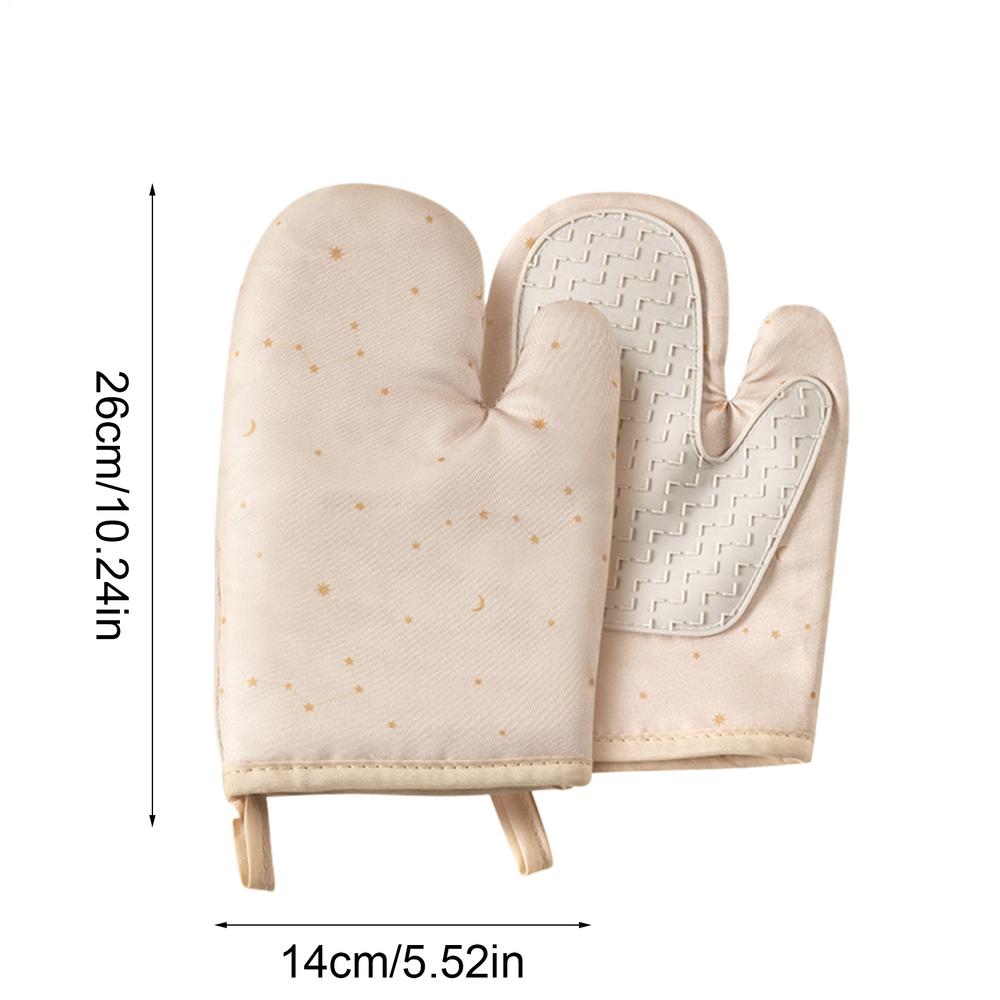 Oven Gloves Cooking Mitts Heat Resistant Kitchen Gloves Silicone Non-Slip Potholder with Soft Lining Waterproof Hand Protection