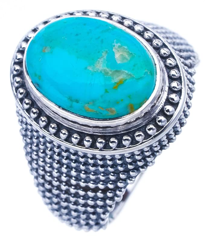 

StarGems® Natural Turquoise Handmade 925 Sterling Silver Ring 9.25 F0401