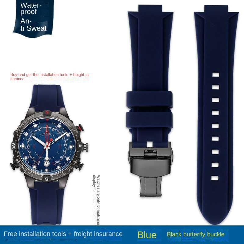 Bracelet de montre convexe Bracelet en silicone pour timex T2N738 T2N739 T2N720 T2N721 T49706 Bracelet de montre à boucle déployante Bracelet en caoutchouc 24X16mm